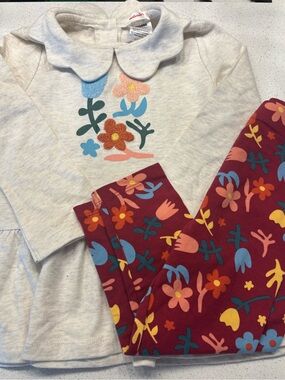 Catimini Floral Dress and Leggings Set - 100% cotton size 2